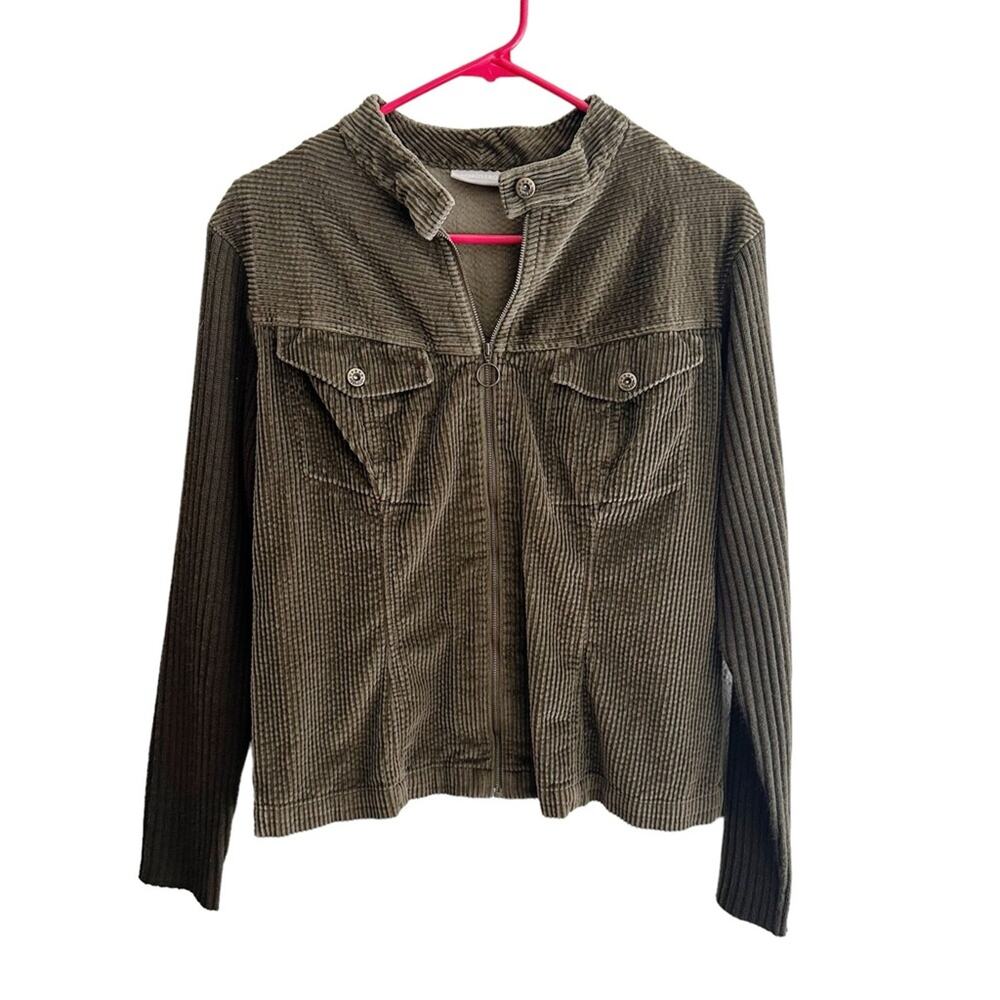 Nordstrom Vintage y2k Corduroy Sweater Sleeve Jacket O-Ring Zipper